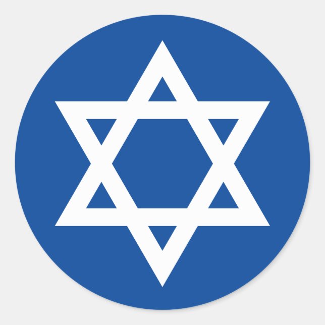 White Star of David Navy Blue Classic Round Sticker (Front)