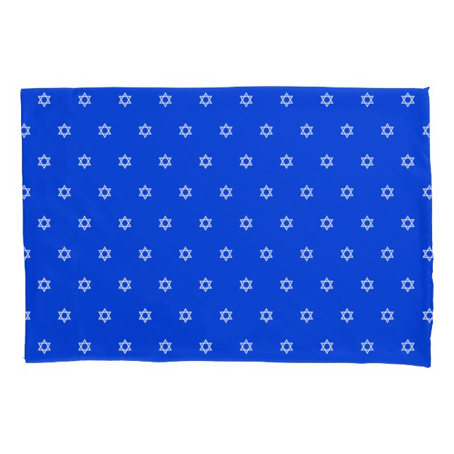 White Star of David Royal Blue Pillowcase (Front)