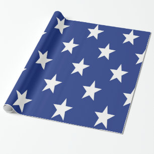 White Star On Blue Background Wrapping Paper
