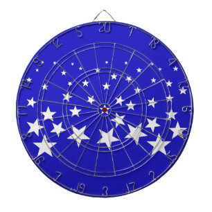 White star pattern on blue background dartboard