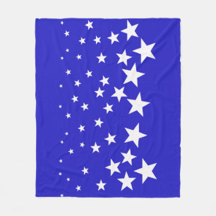 White star pattern on blue background fleece blanket