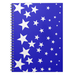 White star pattern on blue background notebook