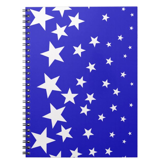 White star pattern on blue background notebook (Front)