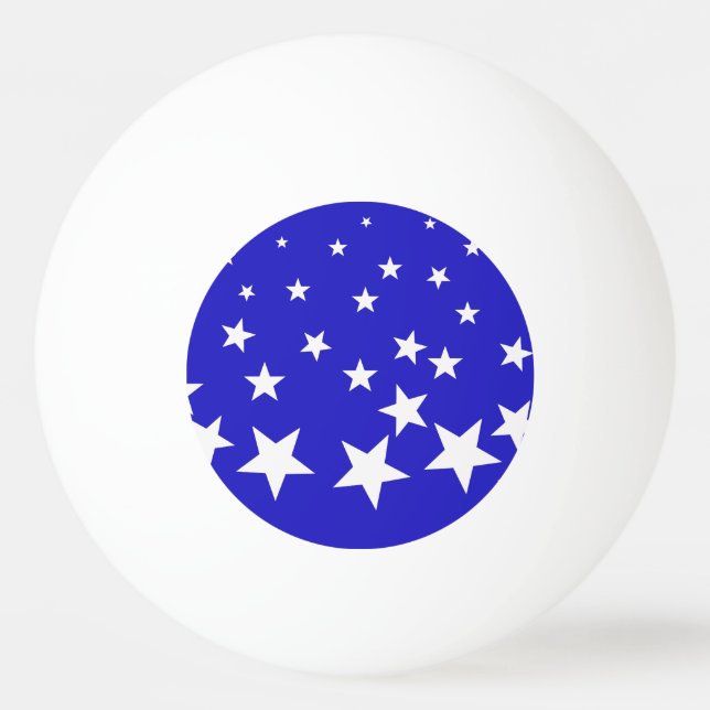 White star pattern on blue background ping pong ball (Front)
