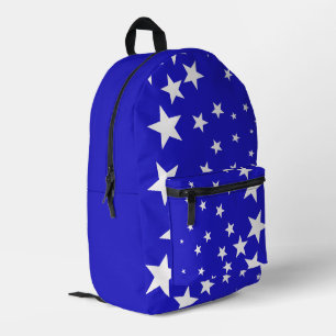 White star pattern on blue background small printed backpack