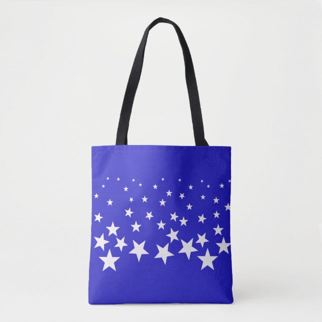White star pattern on blue background tote bag (Front)