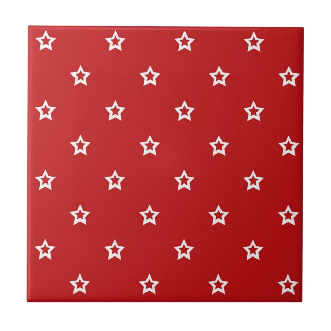 White Star Pattern on Red Tile (Front)