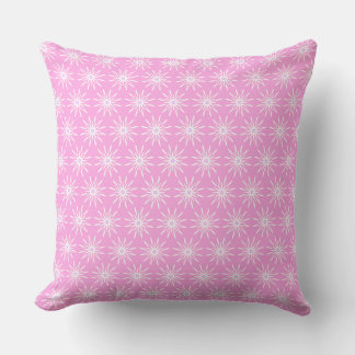 White Starburst Flowers on Pink Cushion