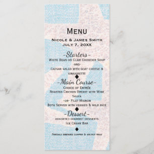 White Starfish & Blue Burlap Elegant Beach Menu