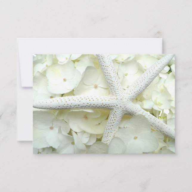 White Starfish Floral Blank Flat Note Card (Front)