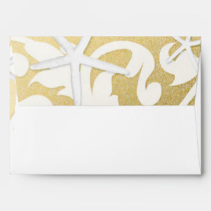 White Starfish Gold Beach Wedding Invitation Envelopes