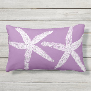 White Starfish Lavender Purple Beach Pretty Trendy Lumbar Cushion
