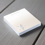 White Starfish on Tan Ocean Coast Beach Sand Notepad<br><div class="desc">Invite your coworkers on a mental journey to the beach every time you leave them a note. A pretty white starfish rests on the shore, casting a shadow on the warm ocean sand. The faded picture and white gradient of this practical notepad make room for your writing to show clearly,...</div>