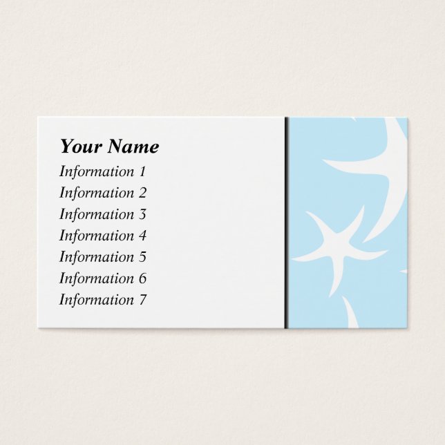 White Starfish Pattern on Light Blue. (Front)