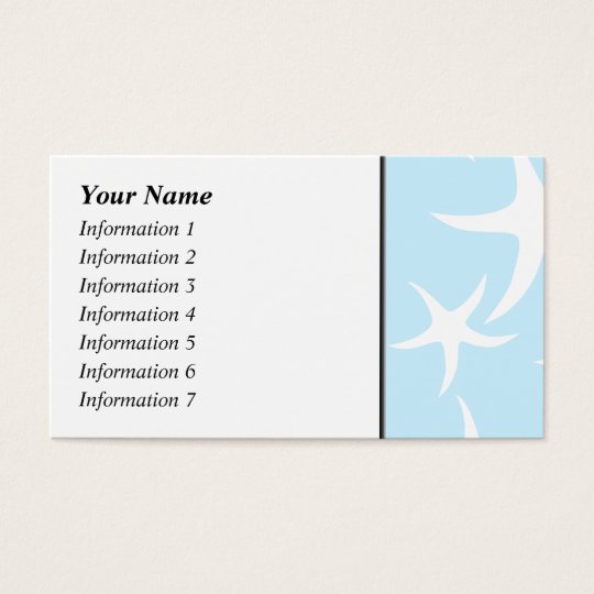 White Starfish Pattern on Light Blue. Business Card