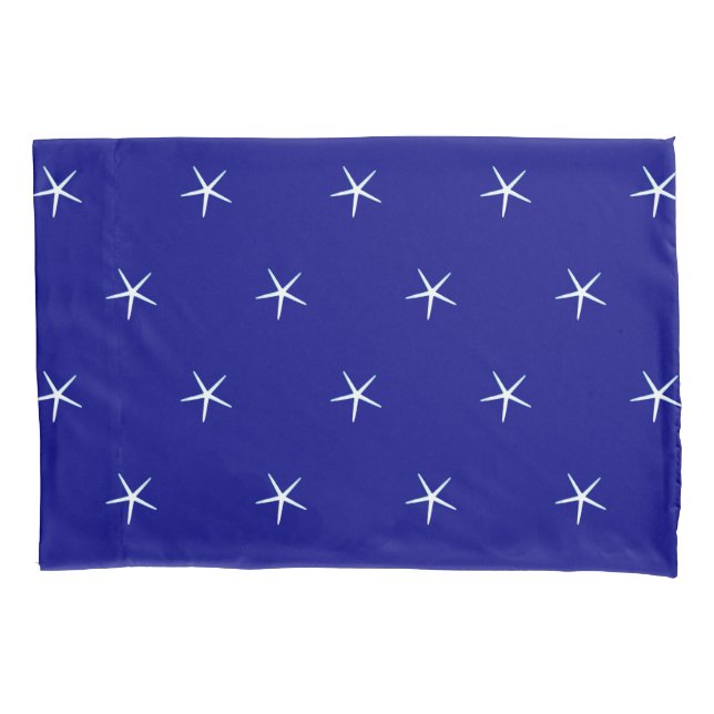 White Starfish Patterns Navy Blue Custom Nautical Pillowcase (Front)