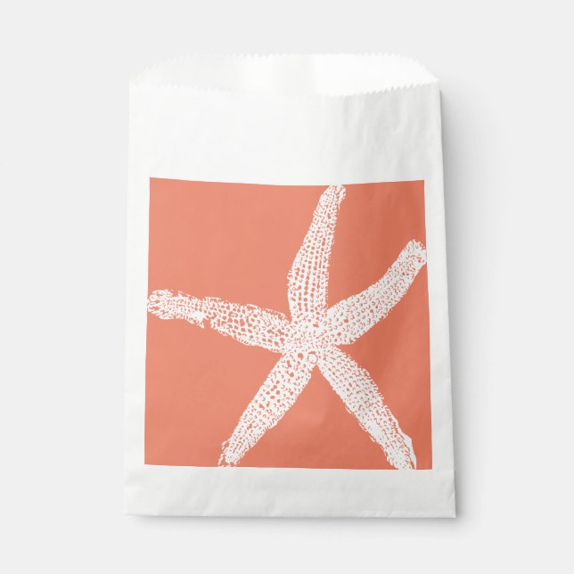 White Starfish Patterns Salmon Pink Orange Cool Favour Bags (Front)