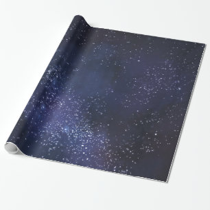 White Stars And Midnight Blue Wrapping Paper