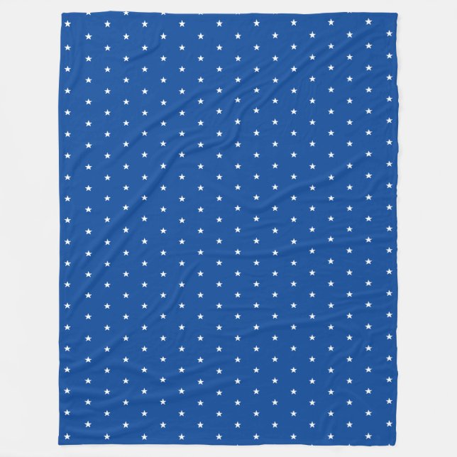 white stars blue fleece blanket (Front)