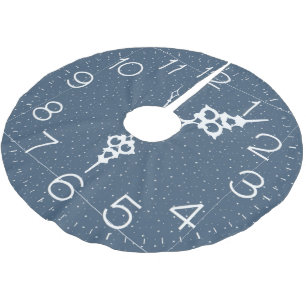 White Stars Clock Brushed Polyester Tree Skirt