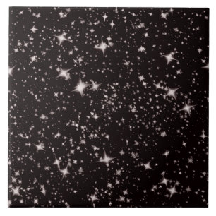 White stars in black sky tile