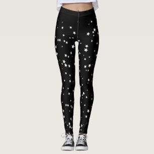 White Stars on Black Leggings