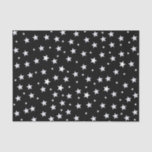White Stars on Black Tissue Paper<br><div class="desc">A simple pattern with white stars on a black background.
You can change the background colour.
Great for your DIY craft projects,  especially for the Christmas holidays time.</div>