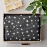White Stars on Black Tissue Paper<br><div class="desc">A simple pattern with white stars on a black background.
You can change the background colour.
Great for your DIY craft projects,  especially for the Christmas holidays time.</div>