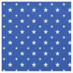 White Stars on Blue Fabric