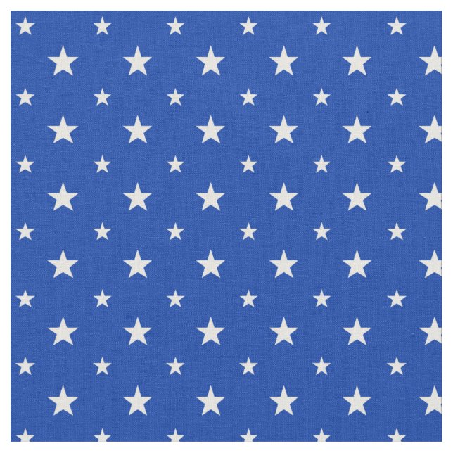 White Stars on Blue  Fabric (Close Up)