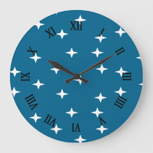 White stars on blue large clock