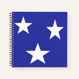 White stars on blue notebook