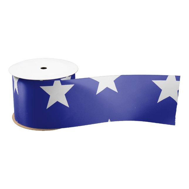 White stars on blue satin ribbon (Spool)