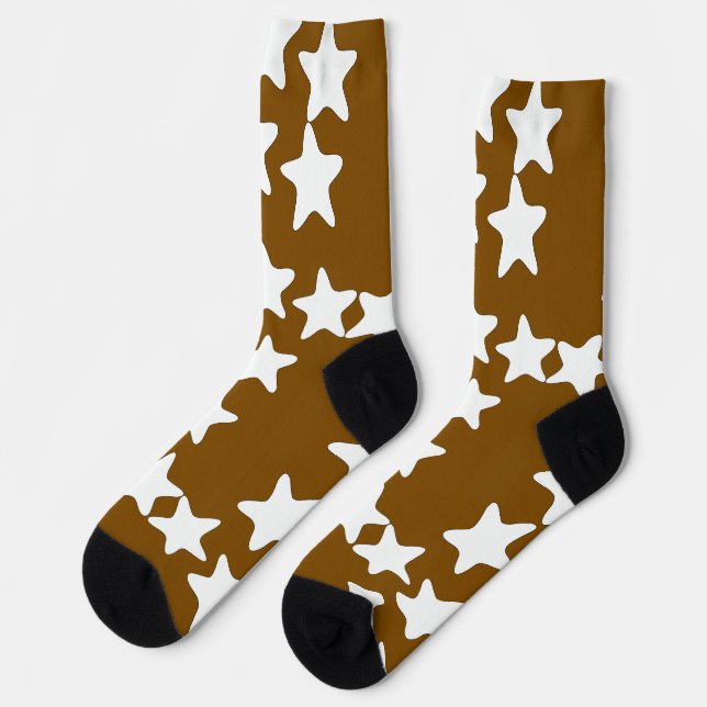 White Stars On Brown Socks (Left)