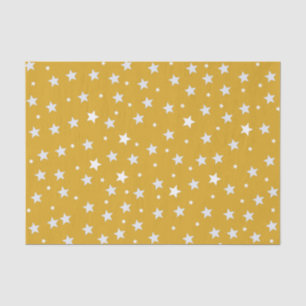 White Stars on Colour Gold Tissue Paper