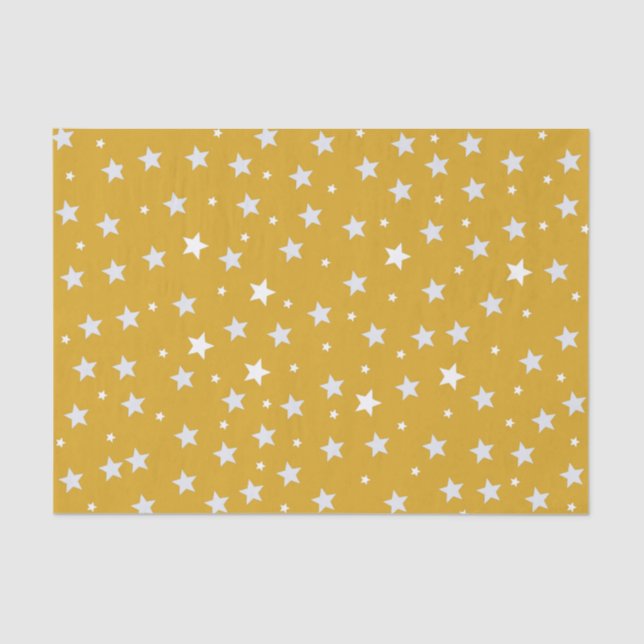 White Stars on Colour Gold Tissue Paper (Front)