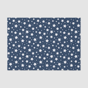 White stars on dark blue background tissue paper