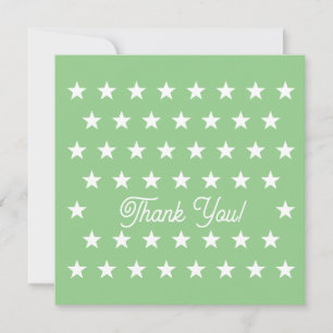 White Stars on green background Thank You Card