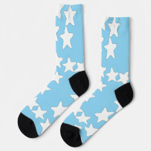 White Stars On Light Blue Socks