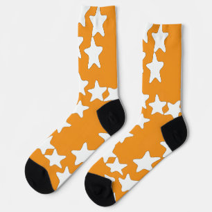 White Stars On Orange Socks