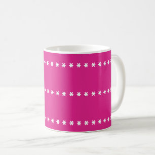 White stars on pink background coffee mug