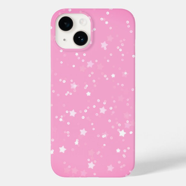 White Stars On Pink Case-Mate iPhone Case (Back)