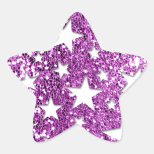 White Stars on Pink Glitter look Star Sticker