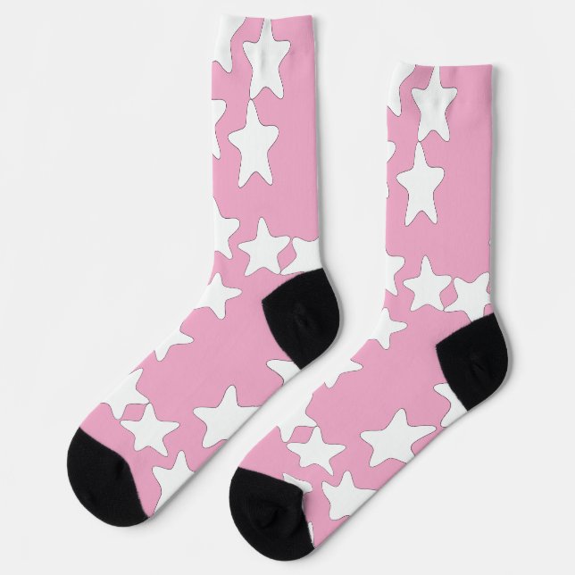 White Stars On Pink Socks (Left)