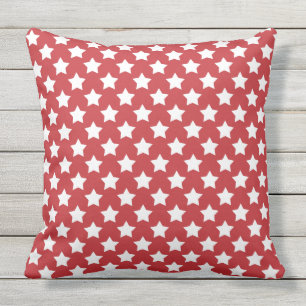 White Stars on Red Patriotic USA Outdoor Pillow