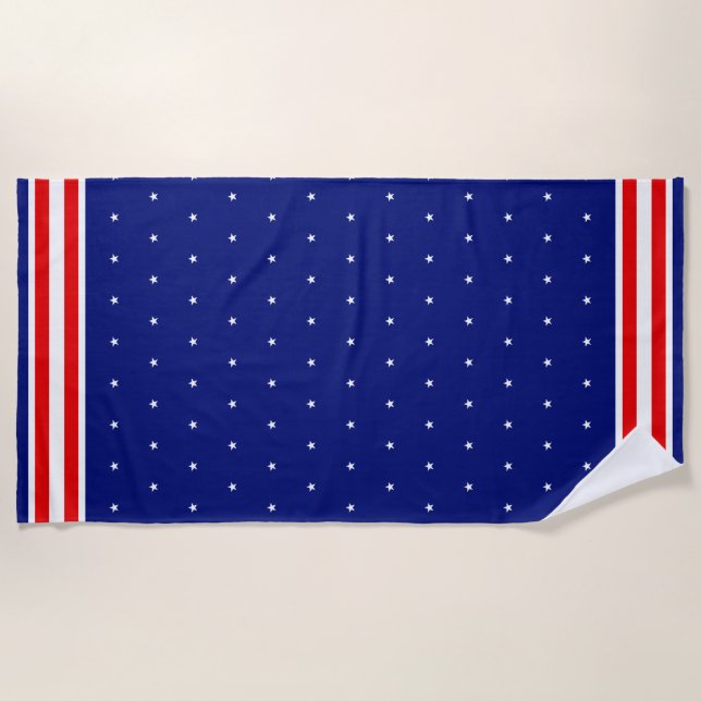 White Stars on Royal Blue Beach Towel (Front)