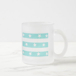 White Stars on Turquoise Stripes Mugs