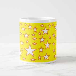 White Stars on Yellow Background Large Coffee Mug