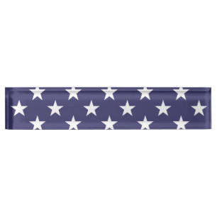 White Stars Patriotic American Flag Pattern Nameplate