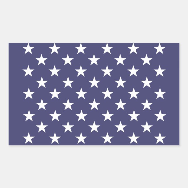 White Stars Patriotic American Flag Pattern Rectangular Sticker (Front)
